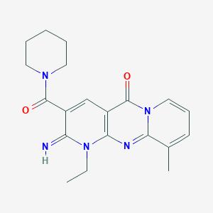 7-ethyl-6-imino-11-methyl-5-(piperidine-1-carbonyl)-1,7,9-triazatricyclo[8.4.0.03,8]tetradeca-3(8),4,9,11,13-pentaen-2-one