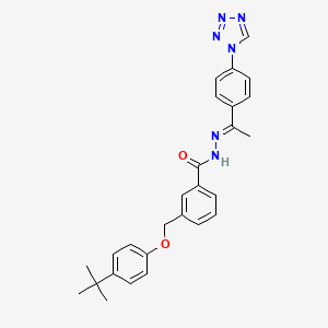 3-[(4-tert-butylphenoxy)methyl]-N-[(E)-1-[4-(tetrazol-1-yl)phenyl]ethylideneamino]benzamide