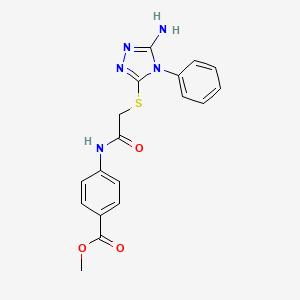 molecular formula C18H17N5O3S B12052259 methyl 4-({[(5-amino-4-phenyl-4H-1,2,4-triazol-3-yl)sulfanyl]acetyl}amino)benzoate 