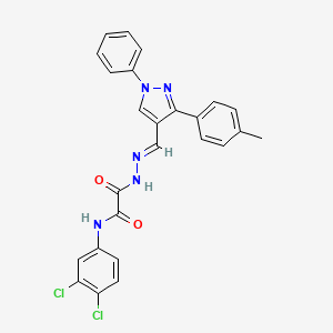 molecular formula C25H19Cl2N5O2 B12052264 N-(3,4-Dichlorophenyl)-2-oxo-2-(2-((1-phenyl-3-(p-tolyl)-1H-pyrazol-4-yl)methylene)hydrazinyl)acetamide CAS No. 477732-62-0