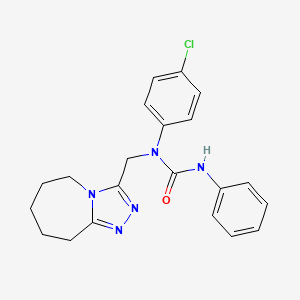 molecular formula C21H22ClN5O B12052313 1-(4-chlorophenyl)-3-phenyl-1-(6,7,8,9-tetrahydro-5H-[1,2,4]triazolo[4,3-a]azepin-3-ylmethyl)urea 