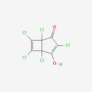 molecular formula C7HCl5O2 B12052324 1,3,5,6,7-Pentachloro-4-hydroxybicyclo(3.2.0)hepta-3,6-dien-2-one CAS No. 83850-00-4