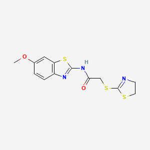 molecular formula C13H13N3O2S3 B1205240 2-(4,5-二氢噻唑-2-基硫代)-N-(6-甲氧基-1,3-苯并噻唑-2-基)乙酰胺 