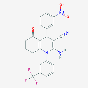 2-Amino-4-(3-nitrophenyl)-5-oxo-1-(3-(trifluoromethyl)phenyl)-1,4,5,6,7,8-hexahydroquinoline-3-carbonitrile