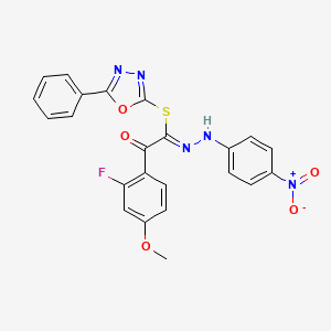 5-phenyl-1,3,4-oxadiazol-2-yl (1Z)-2-(2-fluoro-4-methoxyphenyl)-N-(4-nitrophenyl)-2-oxoethanehydrazonothioate