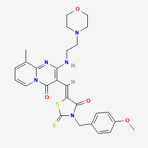 3-{(Z)-[3-(4-methoxybenzyl)-4-oxo-2-thioxo-1,3-thiazolidin-5-ylidene]methyl}-9-methyl-2-{[2-(4-morpholinyl)ethyl]amino}-4H-pyrido[1,2-a]pyrimidin-4-one