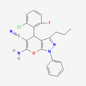 6-Amino-4-(2-chloro-6-fluorophenyl)-1-phenyl-3-propyl-1,4-dihydropyrano[2,3-c]pyrazole-5-carbonitrile