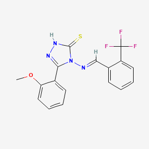 molecular formula C17H13F3N4OS B12053129 3-(2-Methoxyphenyl)-4-((2-(trifluoromethyl)benzylidene)amino)-1H-1,2,4-triazole-5(4H)-thione CAS No. 478256-69-8