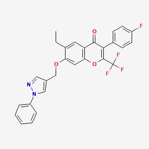 6-ethyl-3-(4-fluorophenyl)-7-[(1-phenyl-1H-pyrazol-4-yl)methoxy]-2-(trifluoromethyl)-4H-chromen-4-one