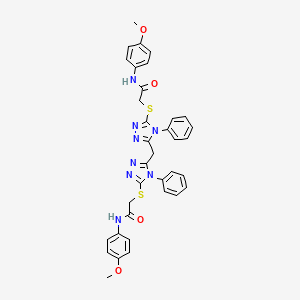 2-({5-[(5-{[2-(4-methoxyanilino)-2-oxoethyl]sulfanyl}-4-phenyl-4H-1,2,4-triazol-3-yl)methyl]-4-phenyl-4H-1,2,4-triazol-3-yl}sulfanyl)-N-(4-methoxyphenyl)acetamide