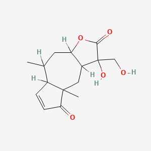 molecular formula C15H20O5 B1205324 蓝烯并(6,5-b)呋喃-2,5-二酮，3,3a,4,4a,7a,8,9,9a-八氢-3-羟基-3-(羟甲基)-4a,8-二甲基- CAS No. 51292-63-8