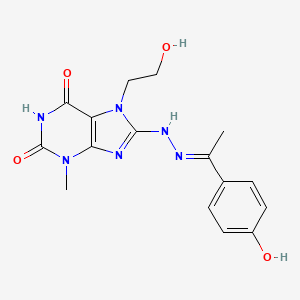 7-(2-hydroxyethyl)-8-{(2E)-2-[1-(4-hydroxyphenyl)ethylidene]hydrazino}-3-methyl-3,7-dihydro-1H-purine-2,6-dione