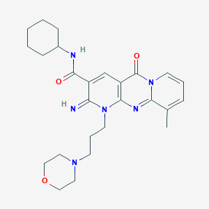 N-cyclohexyl-6-imino-11-methyl-7-(3-morpholin-4-ylpropyl)-2-oxo-1,7,9-triazatricyclo[8.4.0.03,8]tetradeca-3(8),4,9,11,13-pentaene-5-carboxamide