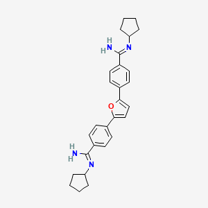 molecular formula C28H32N4O B1205351 Benzenecarboximidamide, 4,4'-(2,5-furandiyl)bis[N-cyclopentyl- CAS No. 192525-51-2
