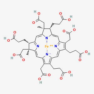 iron(2+);3-[(2S,3S,7S,8S)-7,13,17-tris(2-carboxyethyl)-3,8,12,18-tetrakis(carboxymethyl)-3,8-dimethyl-2,7-dihydroporphyrin-21,23-diid-2-yl]propanoic acid
