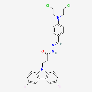 N'-((E)-{4-[bis(2-chloroethyl)amino]phenyl}methylidene)-3-(3,6-diiodo-9H-carbazol-9-yl)propanohydrazide