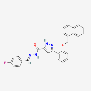 N'-[(E)-(4-fluorophenyl)methylidene]-3-[2-(1-naphthylmethoxy)phenyl]-1H-pyrazole-5-carbohydrazide