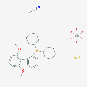 (Acetonitrile)(2-dicyclohexylphosphino-2',6'-dimethoxybiphenyl)gold(I) hexafluoroantimonate