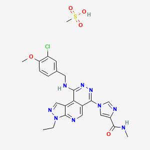 1-[13-[(3-chloro-4-methoxyphenyl)methylamino]-5-ethyl-4,5,7,11,12-pentazatricyclo[7.4.0.02,6]trideca-1,3,6,8,10,12-hexaen-10-yl]-N-methylimidazole-4-carboxamide;methanesulfonic acid