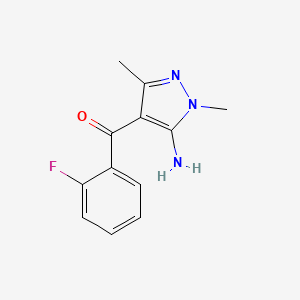 molecular formula C12H12FN3O B1205410 (5-Amino-1,3-dimethylpyrazol-4-yl)-(2-fluorophenyl)methanone CAS No. 31272-21-6
