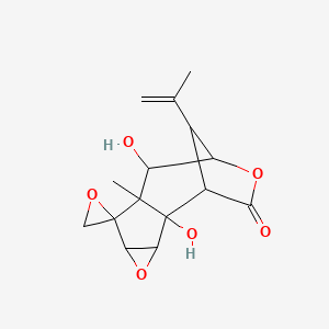 molecular formula C15H18O6 B1205418 1b,6-Dihydroxy-6a-methyl-8-(prop-1-en-2-yl)hexahydrospiro[2,5-methanooxireno[3,4]cyclopenta[1,2-d]oxepine-7,2'-oxiran]-3(2h)-one 