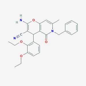 2-amino-6-benzyl-4-(2,3-diethoxyphenyl)-7-methyl-5-oxo-5,6-dihydro-4H-pyrano[3,2-c]pyridine-3-carbonitrile