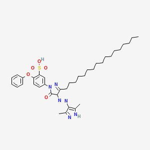 molecular formula C37H52N6O5S B12054271 5-{4-[(E)-(3,5-dimethyl-1H-pyrazol-4-yl)diazenyl]-3-heptadecyl-5-oxo-4,5-dihydro-1H-pyrazol-1-yl}-2-phenoxybenzenesulfonic acid 