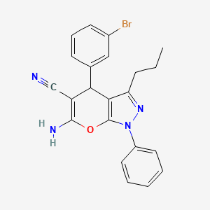 6-Amino-4-(3-bromophenyl)-1-phenyl-3-propyl-1,4-dihydropyrano[2,3-c]pyrazole-5-carbonitrile