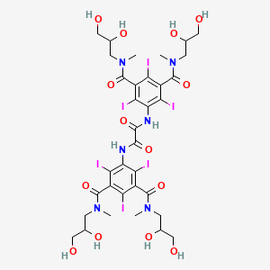 molecular formula C34H42I6N6O14 B1205437 5-[[2-[3,5-bis[2,3-dihydroxypropyl(methyl)carbamoyl]-2,4,6-triiodoanilino]-2-oxoacetyl]amino]-1-N,3-N-bis(2,3-dihydroxypropyl)-2,4,6-triiodo-1-N,3-N-dimethylbenzene-1,3-dicarboxamide CAS No. 65822-11-9
