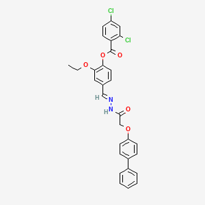 [2-ethoxy-4-[(E)-[[2-(4-phenylphenoxy)acetyl]hydrazinylidene]methyl]phenyl] 2,4-dichlorobenzoate