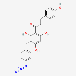 molecular formula C22H19N3O5 B1205445 1-Propanone, 1-(3-((4-azidophenyl)methyl)-2,4,6-trihydroxyphenyl)-3-(4-hydroxyphenyl)- CAS No. 80860-95-3