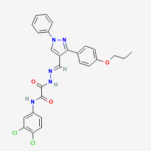 N-(3,4-Dichlorophenyl)-2-oxo-2-(2-((1-phenyl-3-(4-propoxyphenyl)-1H-pyrazol-4-yl)methylene)hydrazinyl)acetamide