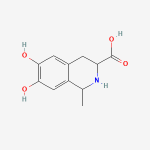 molecular formula C11H13NO4 B1205527 6,7-Dihydroxy-1-methyl-1,2,3,4-tetrahydroisoquinoline-3-carboxylic acid CAS No. 52618-26-5