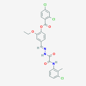 4-((E)-{[(3-Chloro-2-methylanilino)(oxo)acetyl]hydrazono}methyl)-2-ethoxyphenyl 2,4-dichlorobenzoate