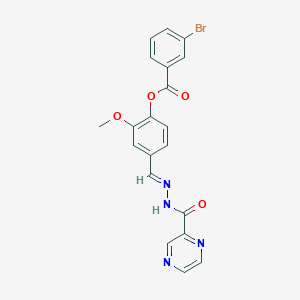 2-Methoxy-4-((2-(pyrazine-2-carbonyl)hydrazono)methyl)phenyl 3-bromobenzoate