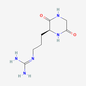 molecular formula C8H15N5O2 B1205613 Cyclo(arginylglycyl) CAS No. 74838-82-7
