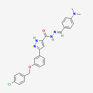 3-{3-[(4-chlorobenzyl)oxy]phenyl}-N'-{(E)-[4-(dimethylamino)phenyl]methylidene}-1H-pyrazole-5-carbohydrazide