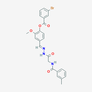 2-Meo-4-(2-(((3-methylbenzoyl)amino)AC)carbohydrazonoyl)phenyl 3-bromobenzoate