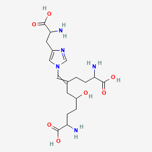 molecular formula C18H29N5O7 B1205633 2,10-Diamino-5-[[4-(2-amino-2-carboxyethyl)imidazol-1-yl]methylidene]-7-hydroxyundecanedioic acid 