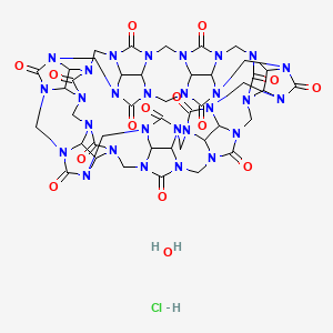3,5,8,10,13,15,18,20,23,25,28,30,33,35,36,38,40,42,46,48,50,52,54,56,58,60,62,64-octacosazadocosacyclo[30.3.3.36,7.311,12.316,17.321,22.326,27.22,36.231,38.13,35.15,8.110,13.115,18.120,23.125,28.130,33.140,46.142,64.148,50.152,54.156,58.160,62]heptacontane-39,41,43,44,45,47,49,51,53,55,57,59,61,63-tetradecone;hydrate;hydrochloride