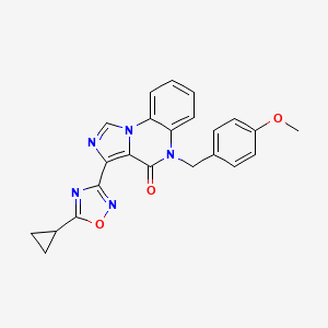 B1205781 3-(5-Cyclopropyl-1,2,4-oxadiazol-3-yl)-5-((4-methoxyphenyl)methyl)imidazo(1,5-a)quinoxalin-4(5H)-one CAS No. 126990-93-0