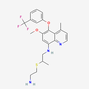B1205784 8-Quinolinamine, N-(2-((2-aminoethyl)thio)propyl)-6-methoxy-4-methyl-5-(3-(trifluoromethyl)phenoxy)- CAS No. 98586-87-9