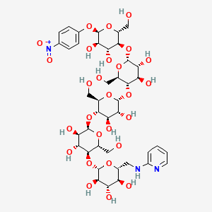 B1205786 4-Nitrophenyl 6'-deoxy-6'-(2-pyridylamino)-a-D-penta-(1-4)-glucopyranoside CAS No. 100111-14-6