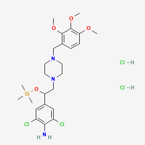 B1205788 2,6-Dichloro-4-(2-(4-((2,3,4-trimethoxyphenyl)methyl)-1-piperazinyl)-1-((trimethylsilyl)oxy)ethyl)benzenamine dihydrochloride CAS No. 102390-96-5