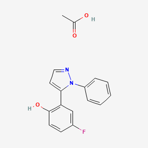 acetic acid;4-fluoro-2-(2-phenylpyrazol-3-yl)phenol