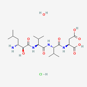 (2S)-2-[[(2S)-2-[[(2S)-2-[[(2S,3R)-3-amino-2-hydroxy-5-methylhexanoyl]amino]-3-methylbutanoyl]amino]-3-methylbutanoyl]amino]butanedioic acid;hydrate;hydrochloride