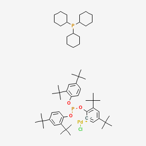 molecular formula C60H95ClO3P2Pd B12059446 Chloro(eta 2-P,C-tris(2,4-di-tert-butylphenyl)phosphite)(tricyclohexylphosphine)palladium(II) CAS No. 502964-53-6