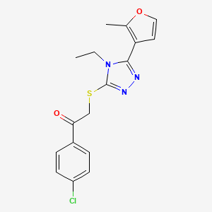 molecular formula C17H16ClN3O2S B1205989 1-(4-氯苯基)-2-[[4-乙基-5-(2-甲基-3-呋喃基)-1,2,4-三唑-3-基]硫代]乙酮 