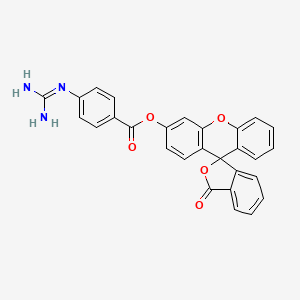 molecular formula C28H19N3O5 B1206020 3'-(4-Guanidinobenzoyloxy)spiro(isobenzofuran-1-(3H),9'-(9H)xanthen)-3-one CAS No. 97165-32-7