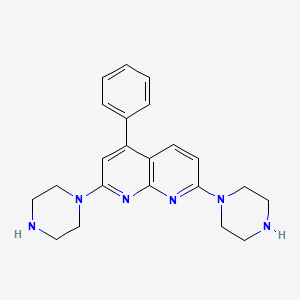 molecular formula C22H26N6 B1206038 4-Phenyl-2,7-di(piperazin-1-yl)-1,8-naphthyridine 